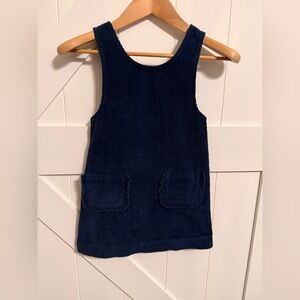 Mini Boden Navy Corduroy Dress with Floral Trim Mini Jumper 6-7Y Ruffles Overall